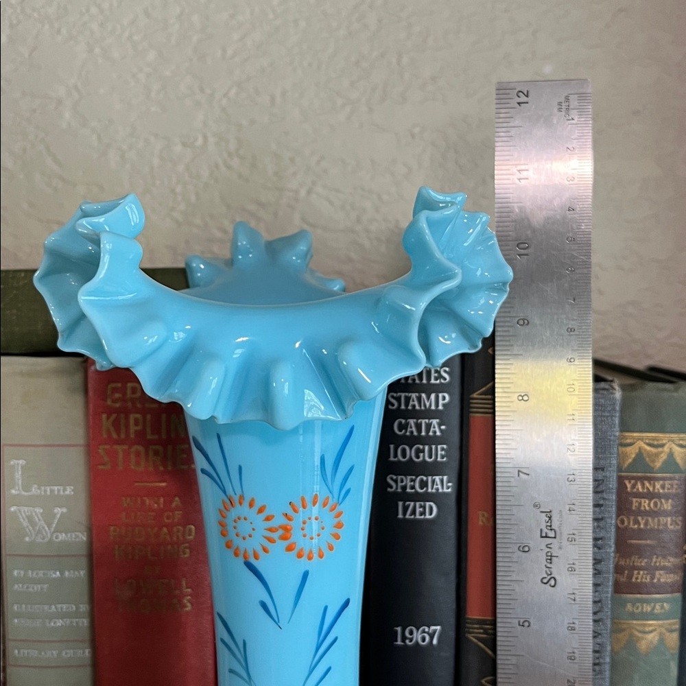 Victorian Bristol Glass mantle vase, Hand-blown glass, FLAW - Picture 13 of 13